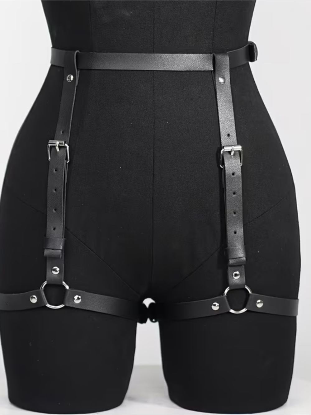 Faux Leather Garter Belt Thigh Harness Shaping Belt Y2K Goth Rave One Size